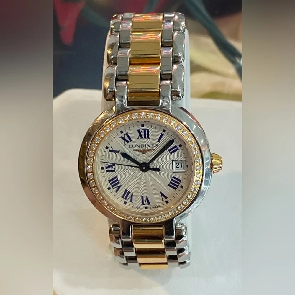 Longines PrimaLuna 18k Gold Steel DIamond Cream Dial Ladies Watch - Picture 6 of 16